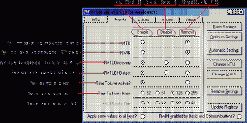Закладка Registry и кнопки Base Setting, Optimum Setting…